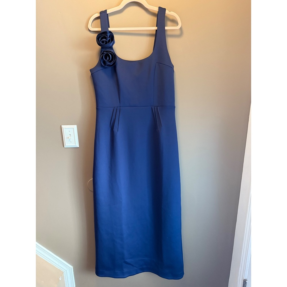 Lilly Pulitzer Jade Maxi Dress True Navy Scuba Rosette Formal Gown 12 NEW